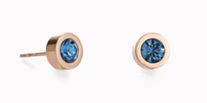 Boucles d'oreille Coeur de Lion acier rosé et bleu pétole 0228210628