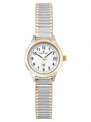 montre-femme-bicolore-bracelet-extensible-acier-622549