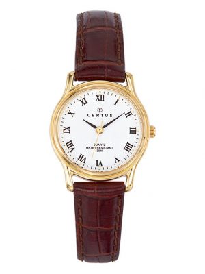 montre-dame-doree-bracelet-cuir-chiffres-romains-646241