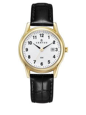 montre-dame-doree-date-bracelet-cuir-646500